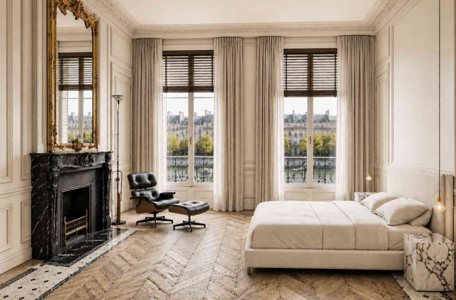 Chambre élégante avec vue